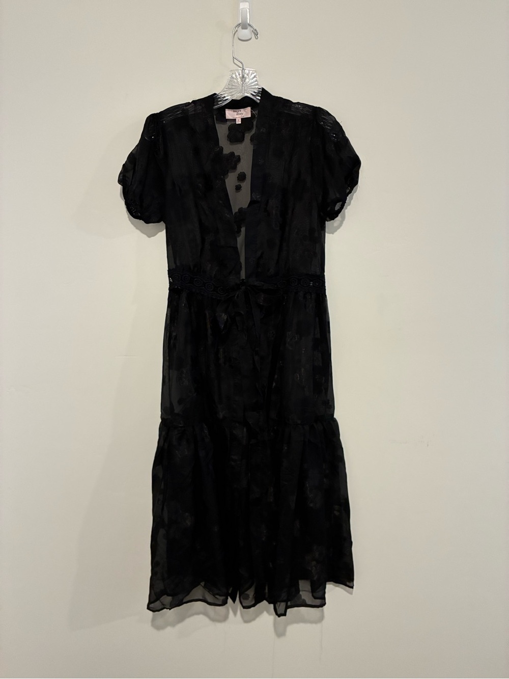Dizzy lizzy Black Sheer V-Neck Midi Dress size small